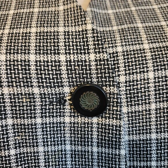 Lucia Vintage Women’s SZ 14 Black & White Plaid Button Down Blazer Shoulder Pads - Picture 3 of 8